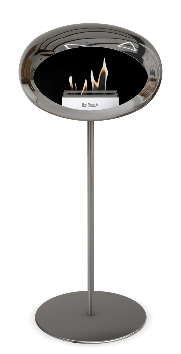 Le Feu Steel High Fireplace - Chromed Silver