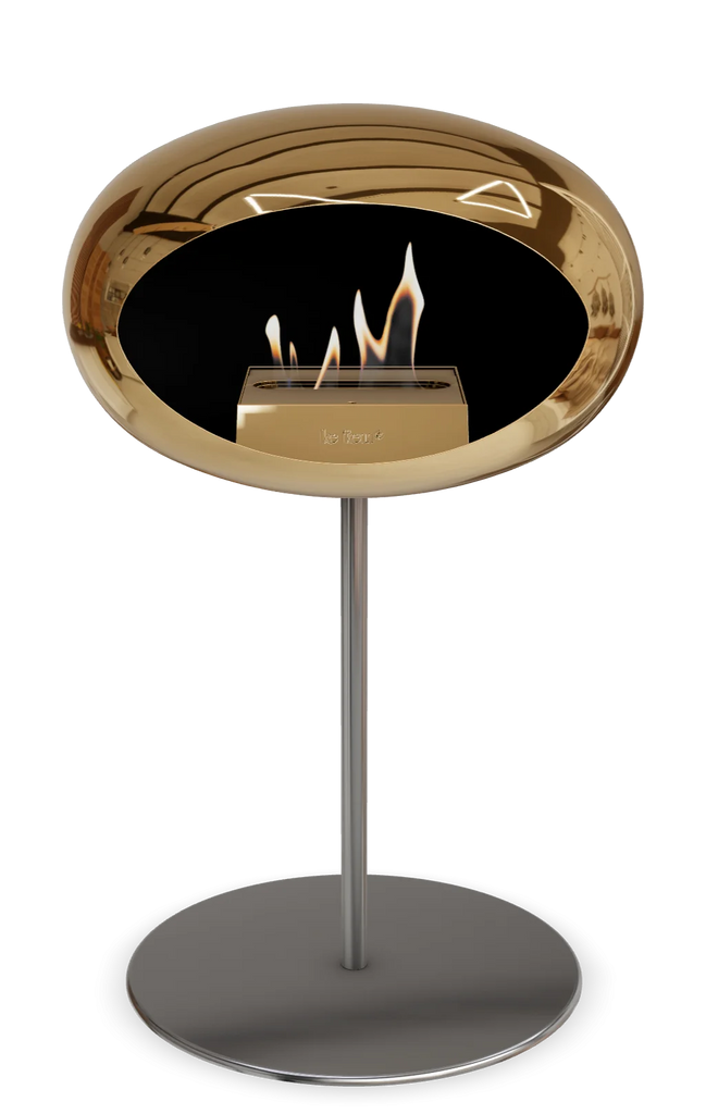 Le Feu Steel Low Fireplace - Chromed Rose Gold