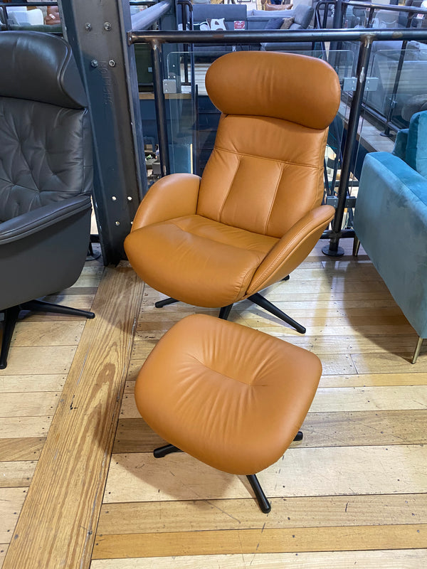 AVA TAN ARMCHAIR & FOOTSTOOL