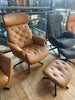 VIOLA LEATHER ARMCHAIR & FOOTSTOOL