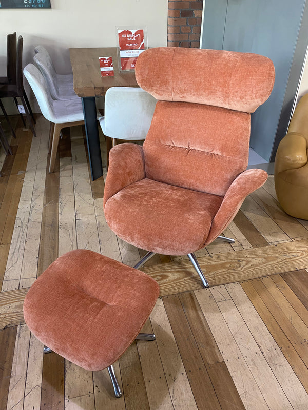 MARGO PALE RUST ARMCHAIR & FOOTSTOOL