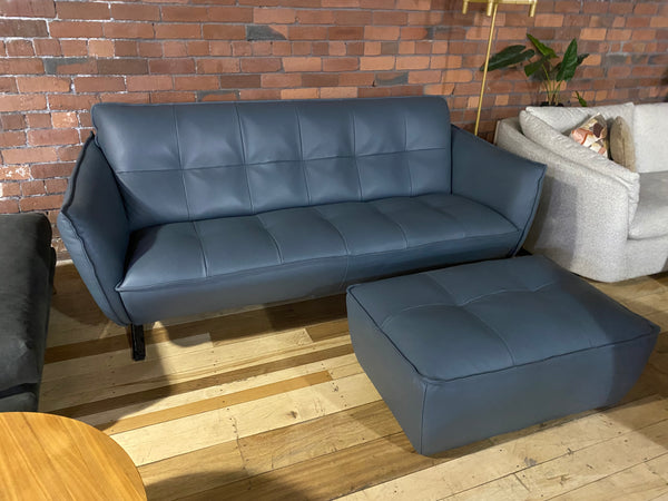 SICILY BLUE LARGE 3 SEATER SOFA & FOOTSTOOL